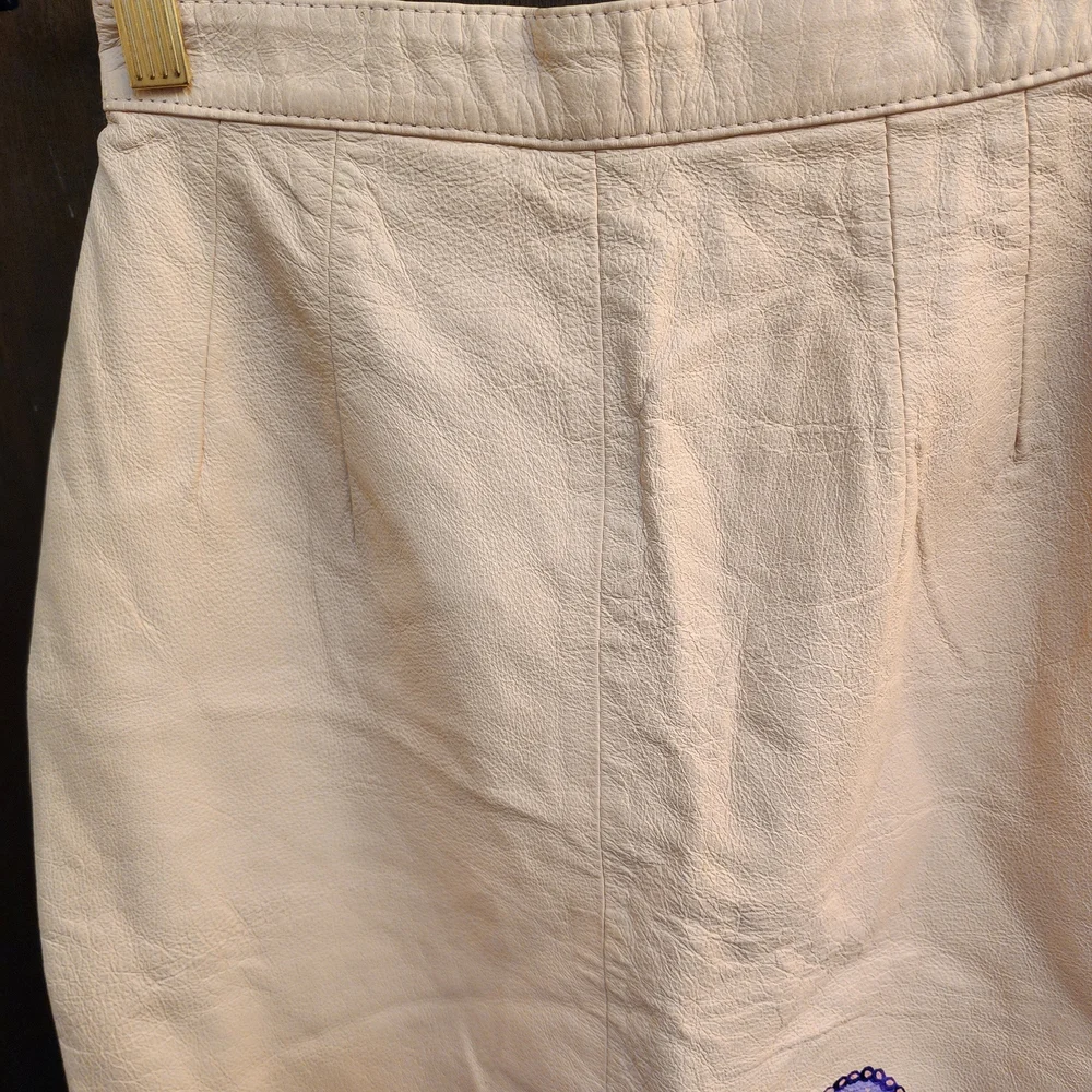 Vintage Leather Octopus Skirt with Hand Painted Purple Tentacles 4 - Picture 2 of 6